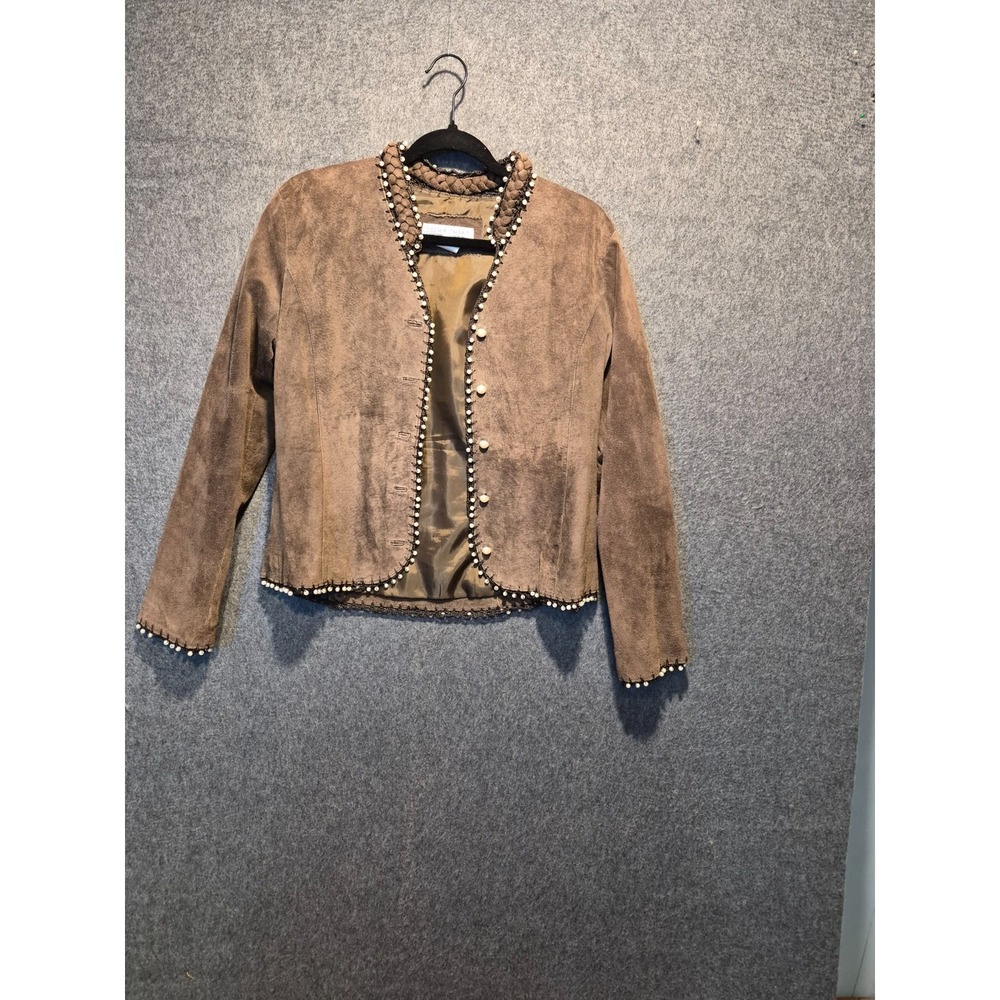 Sophie Chang Vintage Sz 8 Suede Jacket Adorned With Pearls Timeless Chic Boho